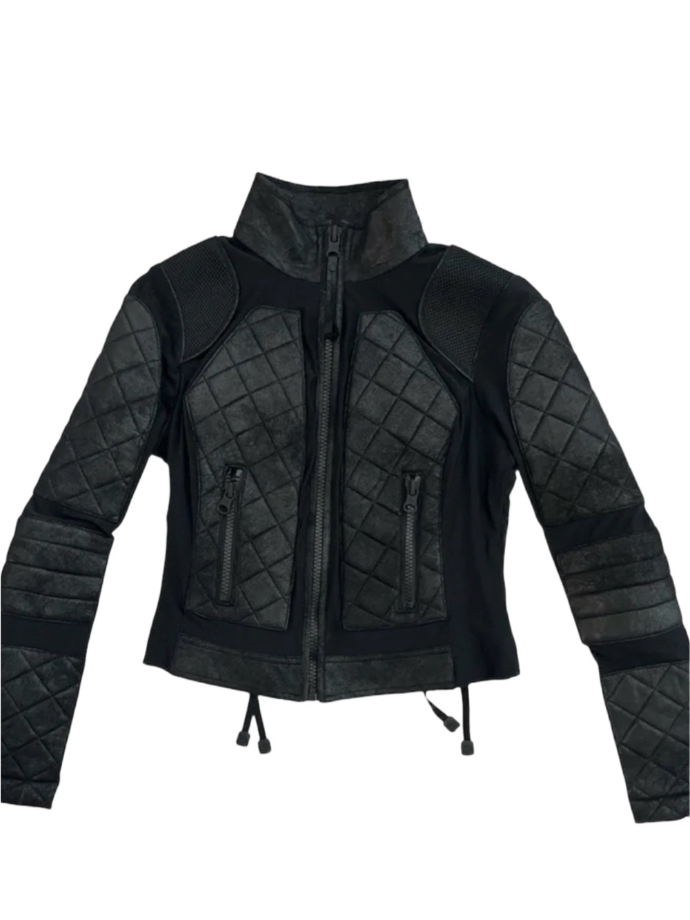 Blanc Noir Women’s Quilted Black Moto Jacket